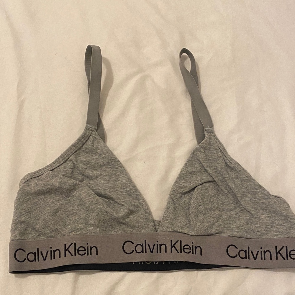 Calvin Klein Light Grey Logo Bralette